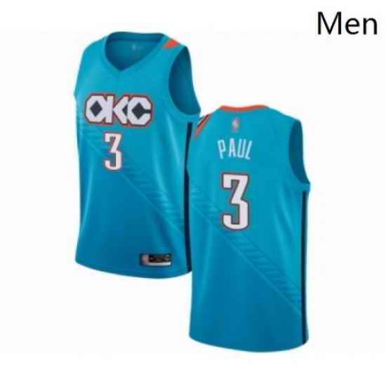 Mens Oklahoma City Thunder 3 Chris Paul Authentic Turquoise Basketball Jersey City Edition